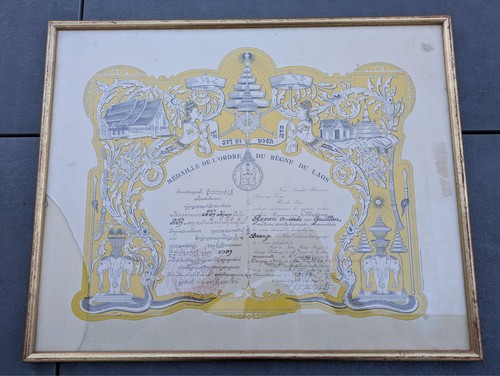 Diplôme médaille laos pfat - diplôme,